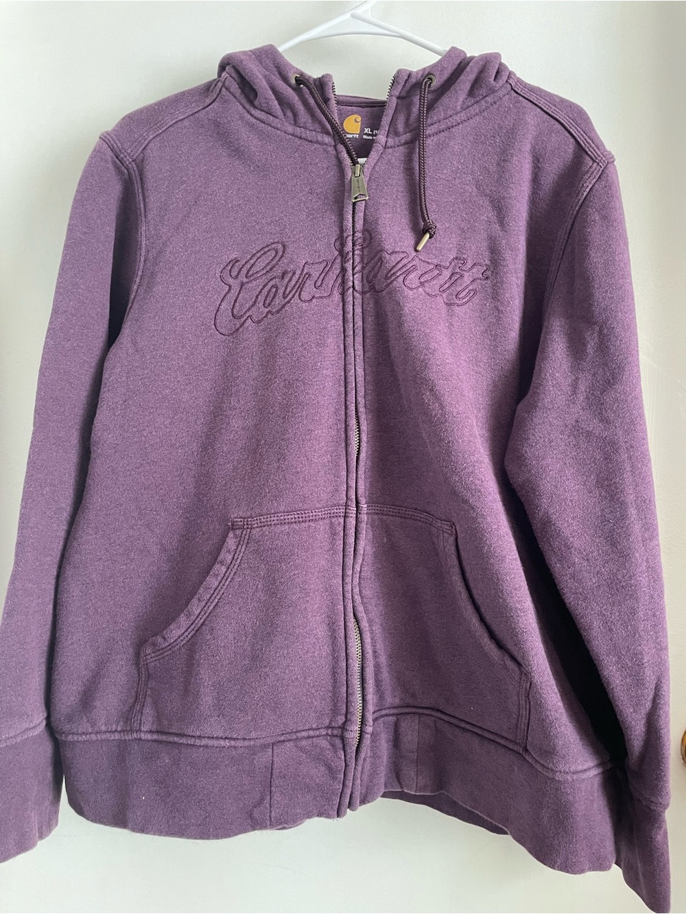 Carhartt Purple Zip Front Hoodie with Embroidered Script
